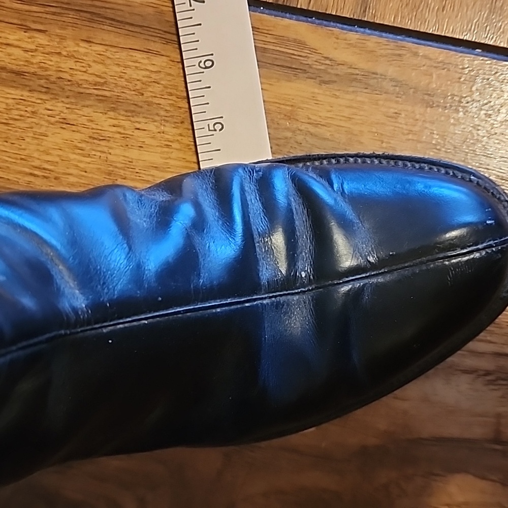 EXCELSIOR Black Boots Leather Shiny Well Made Very Little Wear Side Boot Pulls - Picture 11 of 11